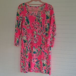 Lilly Pulitzer Pink Parrot Print Shift Dress